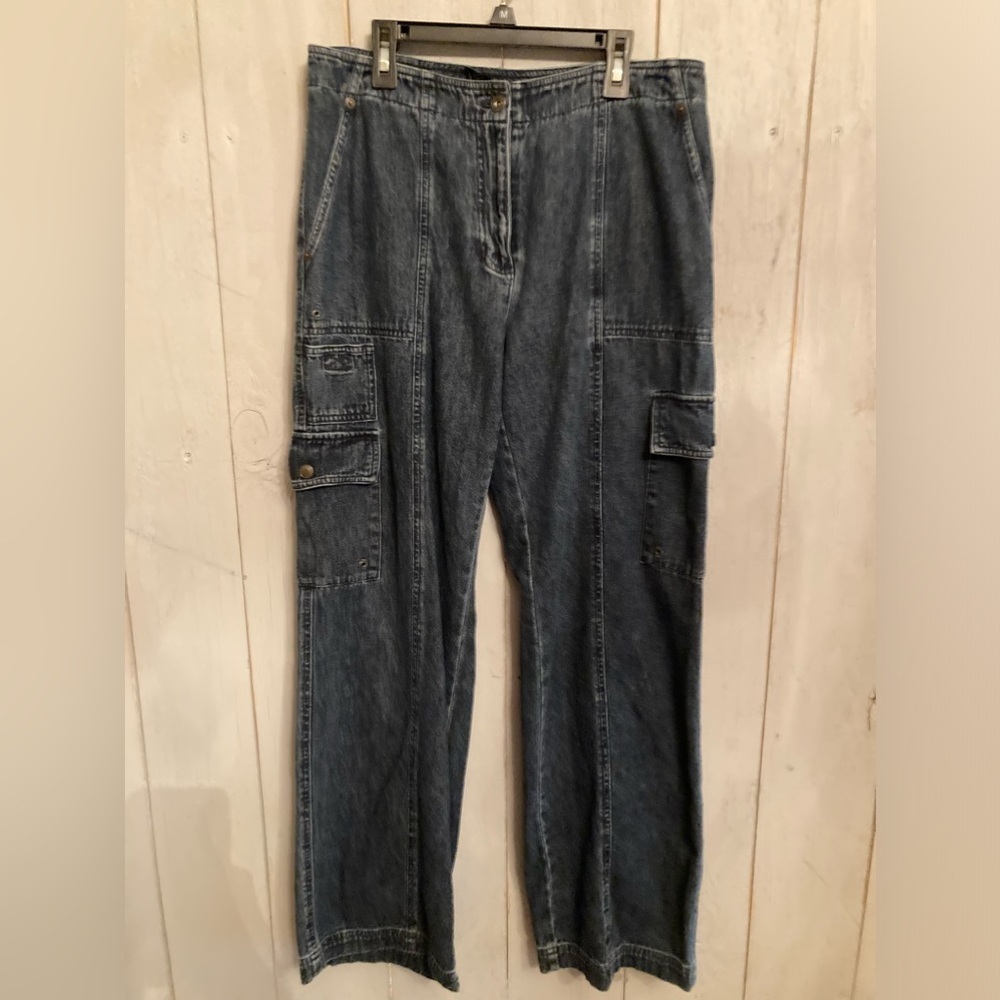 LRL Lauren Jeans Co women's cargo denim Jeans pants Medium‎ Wash blue size 8